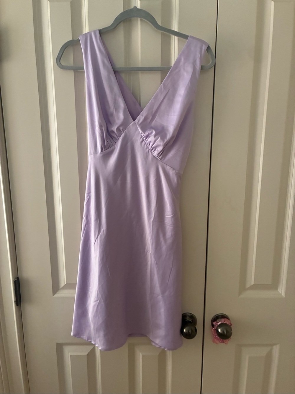 Lilac Satin V-Neck Slip Dress